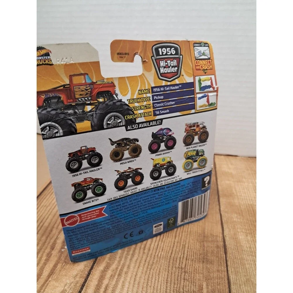 NEW 2023 HOT WHEELS *1956 HI-TAIL HAULER™* MONSTER TRUCKS™ W/CONNECT & CRASH CAR